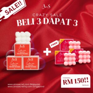 CRAZY SALE BELI 3 DAPAT 3 SABUN SUSU GLUTA AINS SECRET
